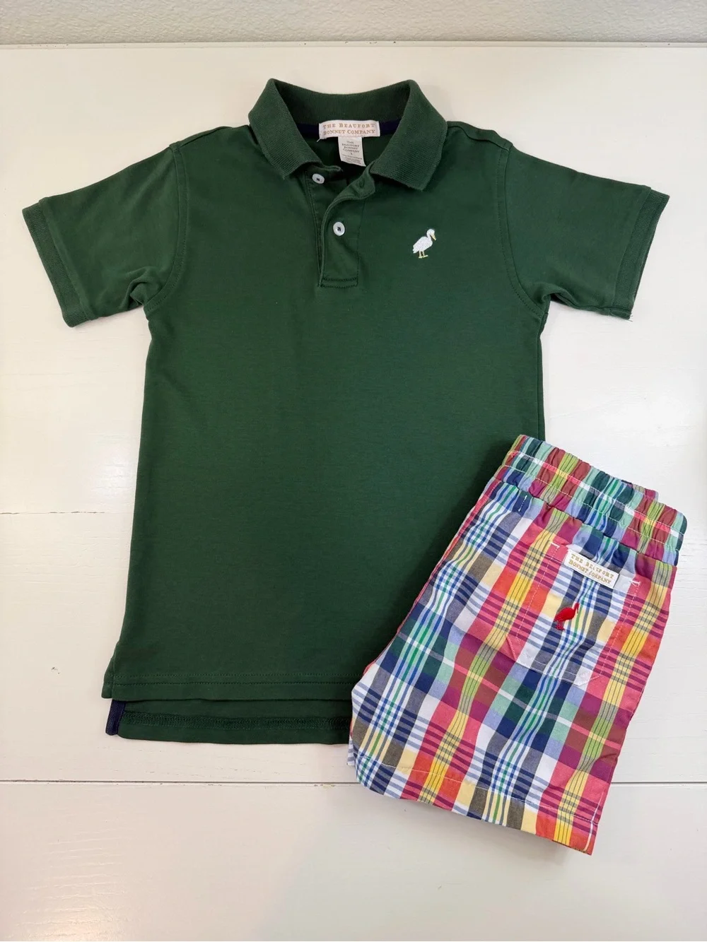 TBBC Green Polo + Plaid Sheffield Shorts 6